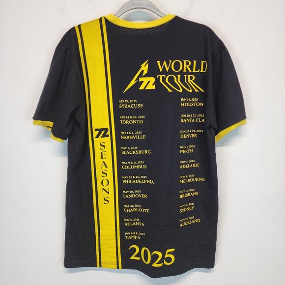 Metallica 72 Seasons 2025 Official Tour Ringer T-Shirt Size L Racing Stripe - Picture 1 of 7
